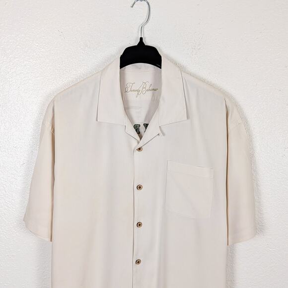 Tommy Bahama Men's 2XL Camp Shirt Rum Bar Embroidered Beige Silk - Picture 3 of 10